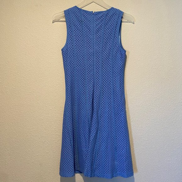 Ann Taylor Eyelet A-Line Dress Periwinkle Blue Size 2 V-Neck Flare - Picture 5 of 6